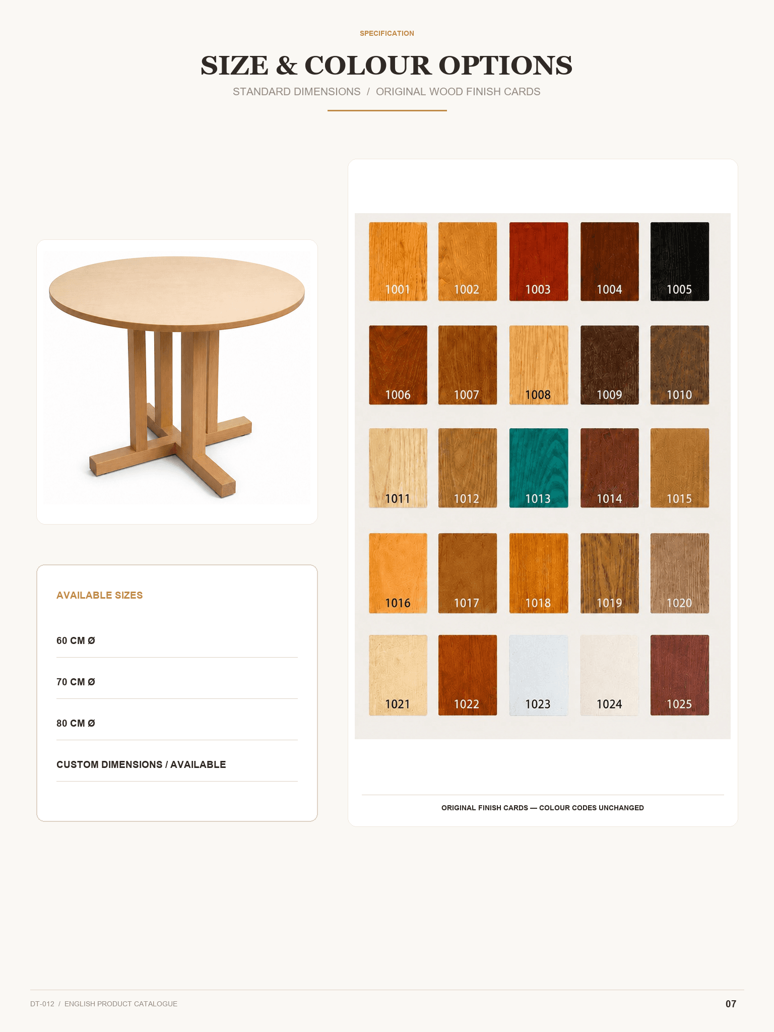 DT-010 · Size and colour options