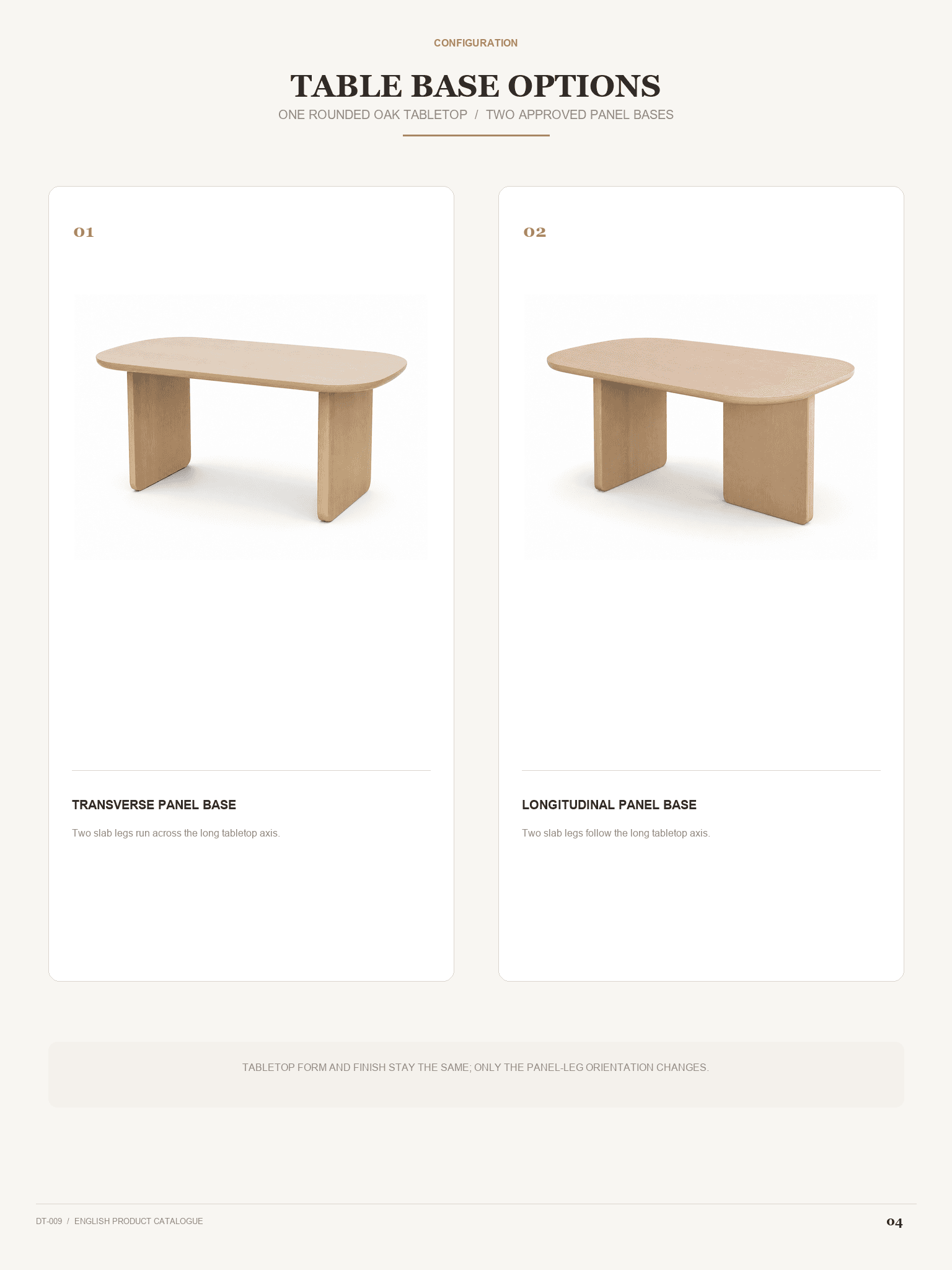 DT-009 · Material and base options